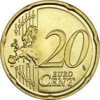 (2010) Монета Ирландия 2010 год 20 центов  2. Новая карта ЕС Северное золото  UNC
